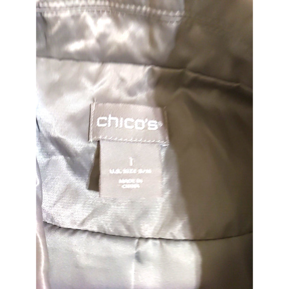 Chico's Women's Jacket Size 1 Gray Green Metallic Snap Long Sleeve Crinkle Y 2 K - Picture 5 of 11